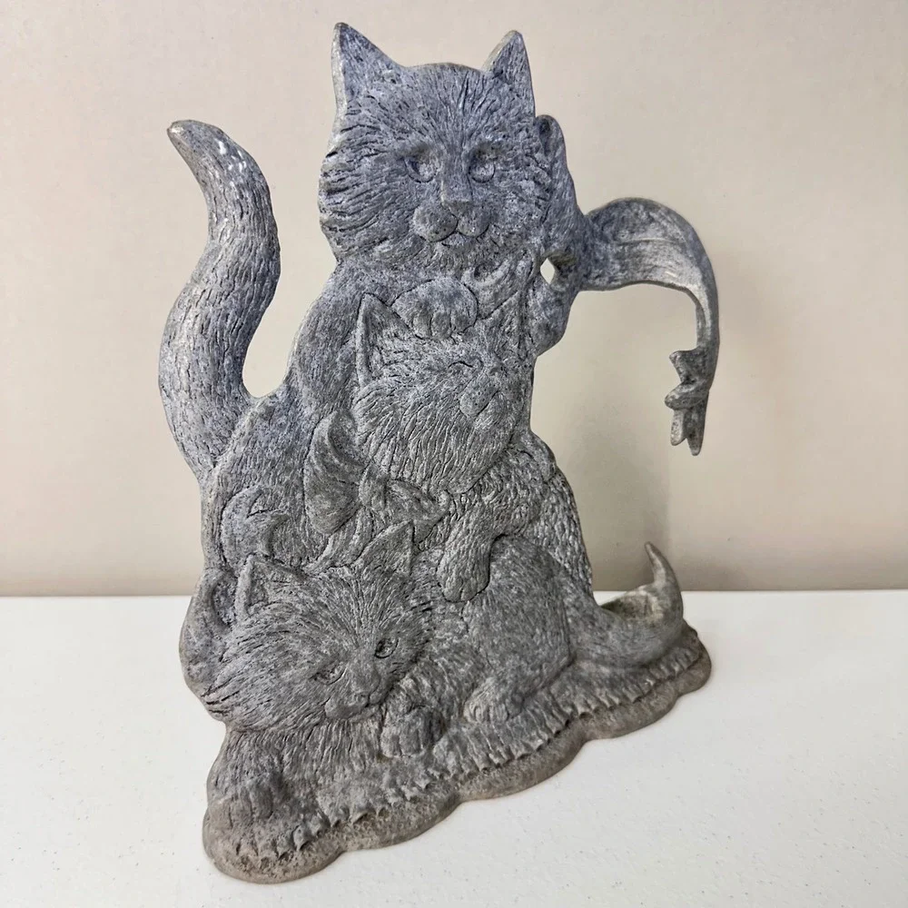 Vintage Pewter Cat Candle Holder Silver Cottage‎ Grandma Door Stopper